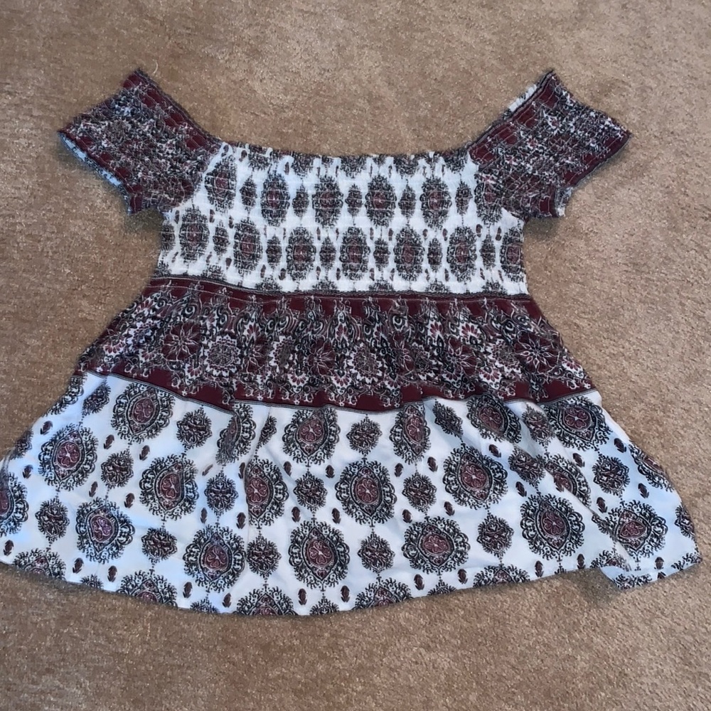 Cute patterned off the shoulder top